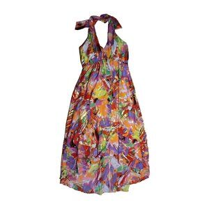 Signature Robbie Bee Womens 10 Midi Dress Halter Gold Sparkly Festival Fairy
